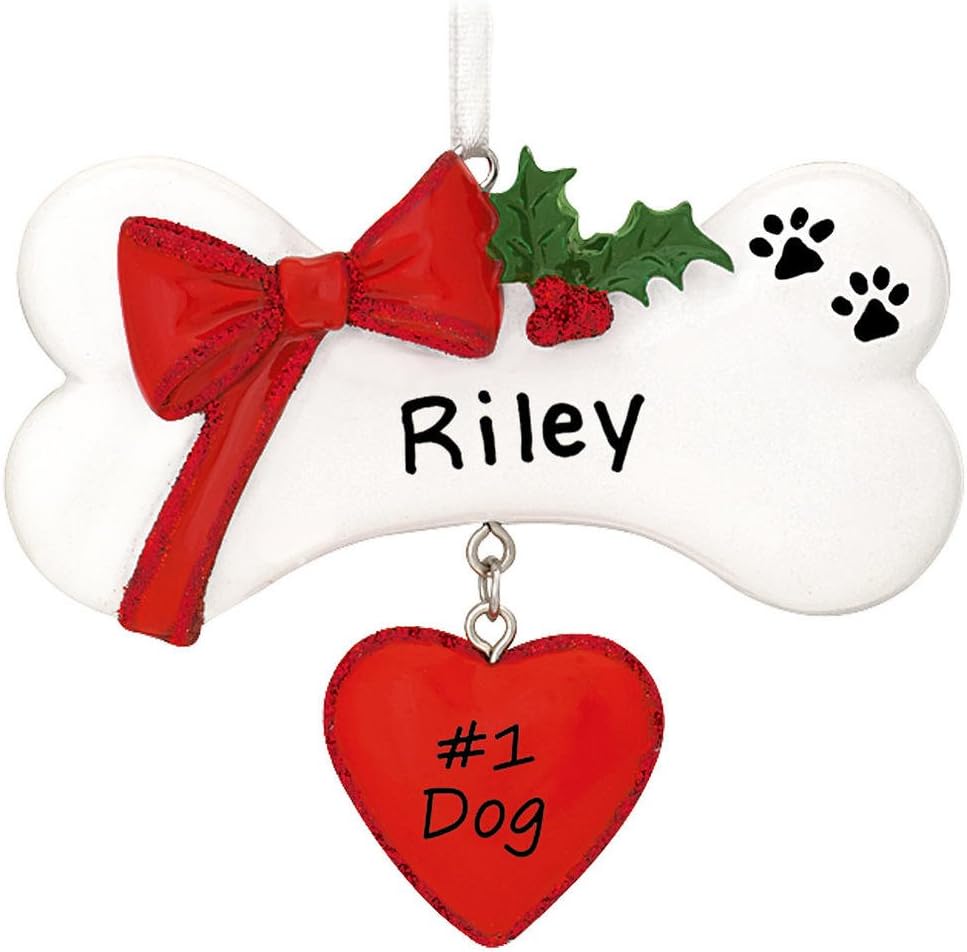 Dog Bone with Bow Personalized Tree Ornament
