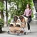 Joyfultails Hundewagen, Doppel-Haustier-Kinderwagen, faltbarer Kinderwagen für 2 Hunde und Katzen, Zweisitzer-Tragetasche, Twin Dog Walk Jogger, Reise-Haustierwagen mit Stauraum, Beige