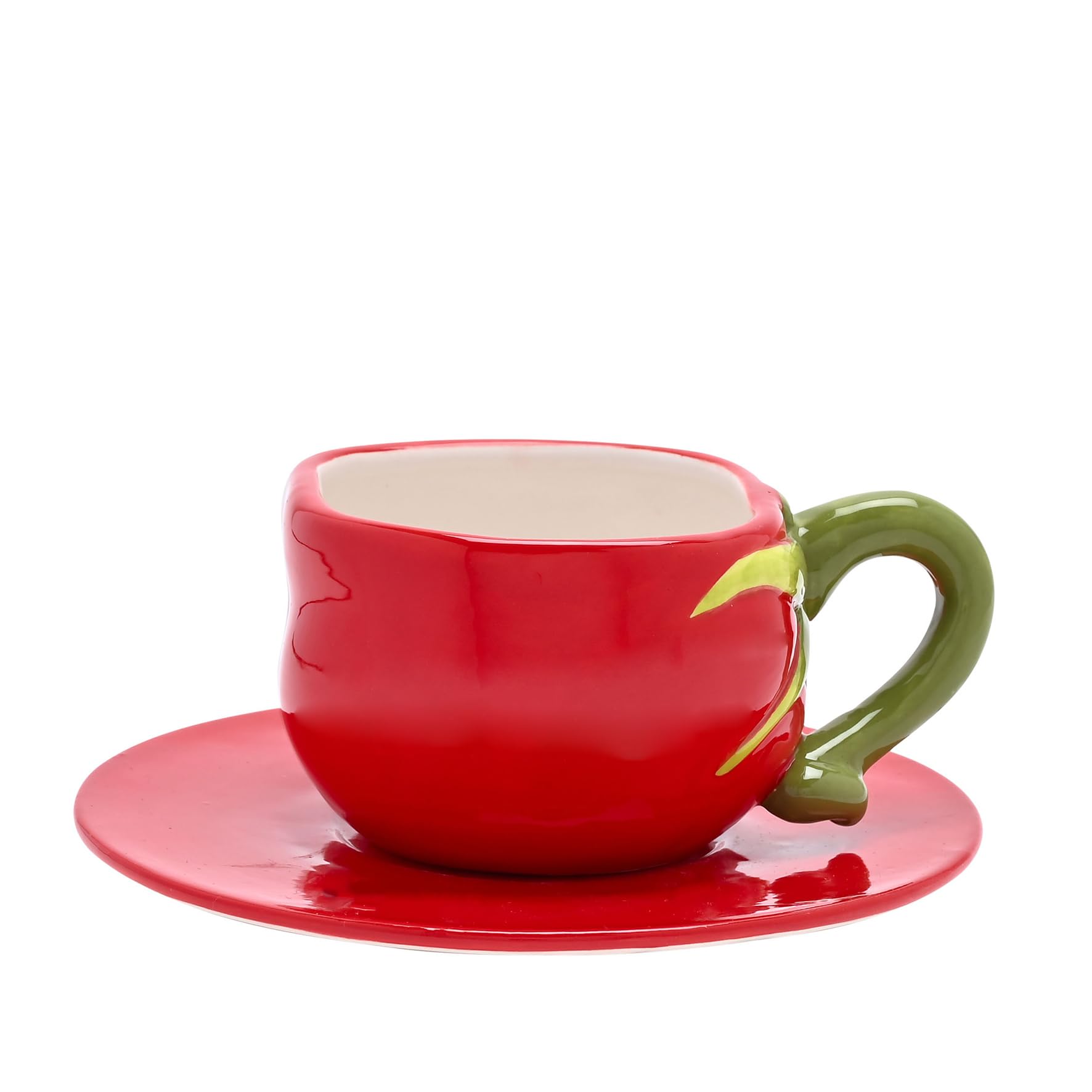 Widdop and Co Cottage Garden - Tomato Cup & Saucer - Ceramic Novelty Drinking Cup for Tea, Coffee & Cold Drinks - 330ml / 11.15 oz.