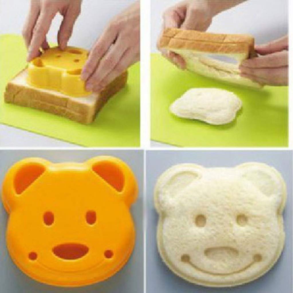 Lankater Yellow Bear Cookie Pastry Cutter, Sandwich Bread Biscuits Cutter Mold, Sandwich Embossed Device