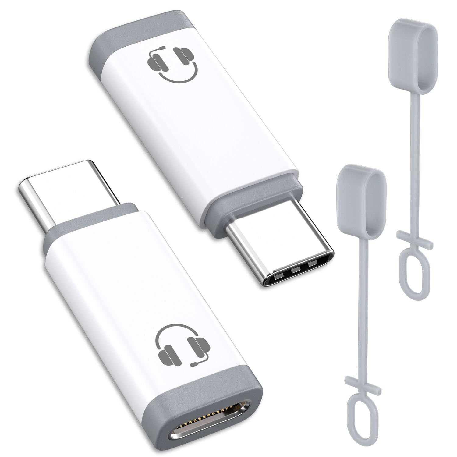 Mxcudu USB C to Lightning Audio Adapter, USB C Male to Female Lightning Headphone Audio Adapter Compatible with iPhone 16/16Pro/15 Pro, iPad Pro, iPad Air 6, MacBook, Galaxy S24 (No Charge)-2Pcs