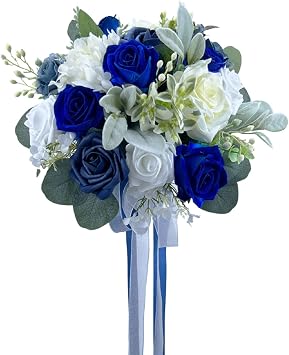 CherishedMoments Navy Blue Bridal Bouquet,12.3Inch,Seaside Wedding Bouquets