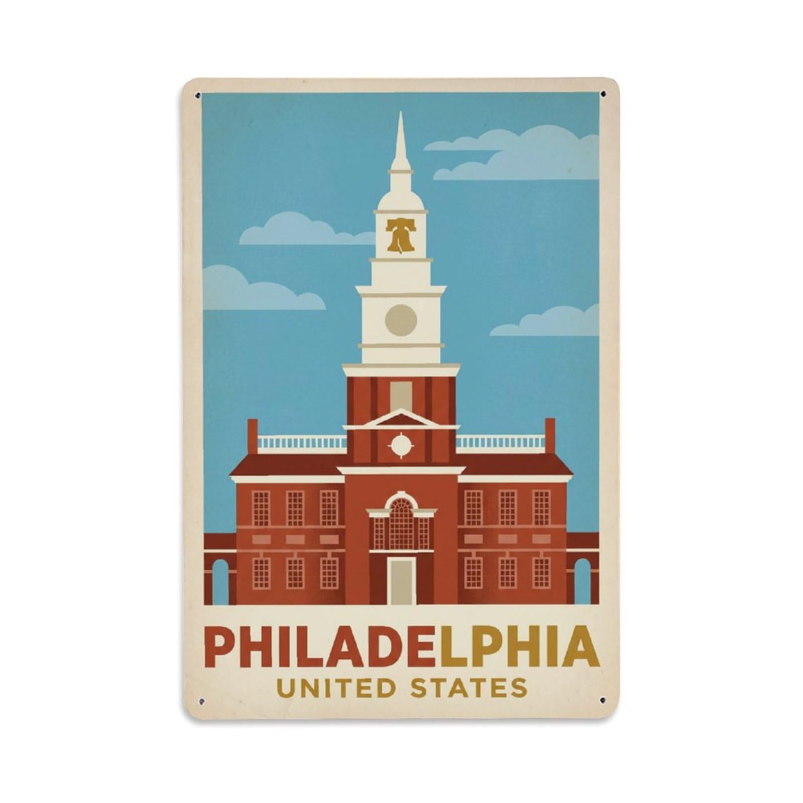 Xanthor Style Usa Philadelphia Vintage Travel Metal Tin Sign
