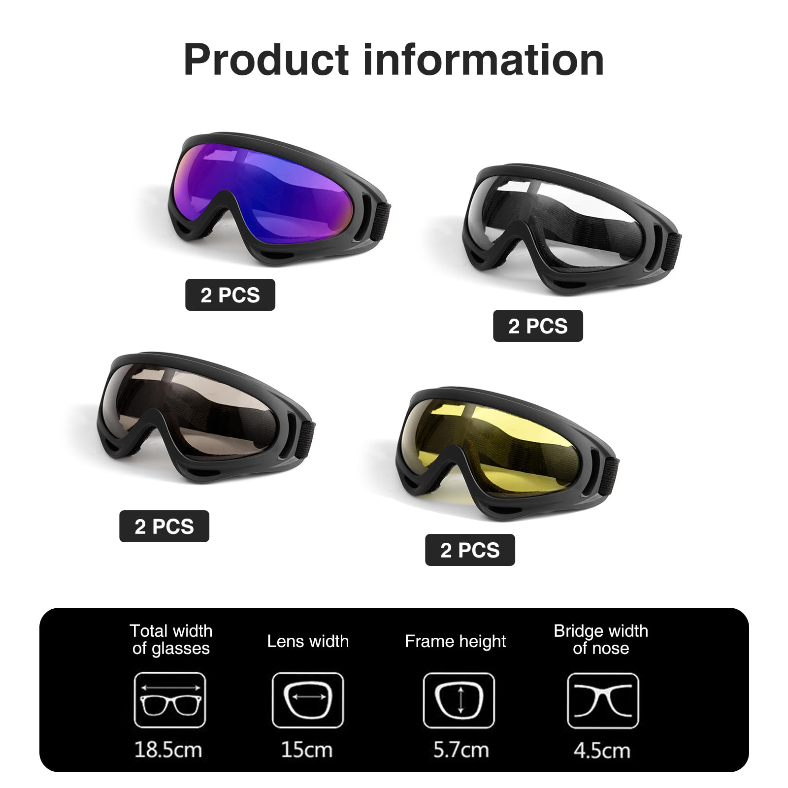 Ukontagood 8 Pack Motorcycle & Ski Goggles - Dirt Bike & Snowboard Goggles for Men, Women & Youth