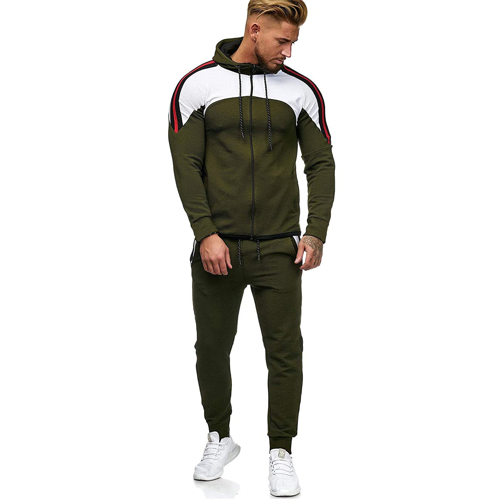 Rmblyfeiye Tracksuit Sets Mens Jogging Suit Muscle Sweatshirt
