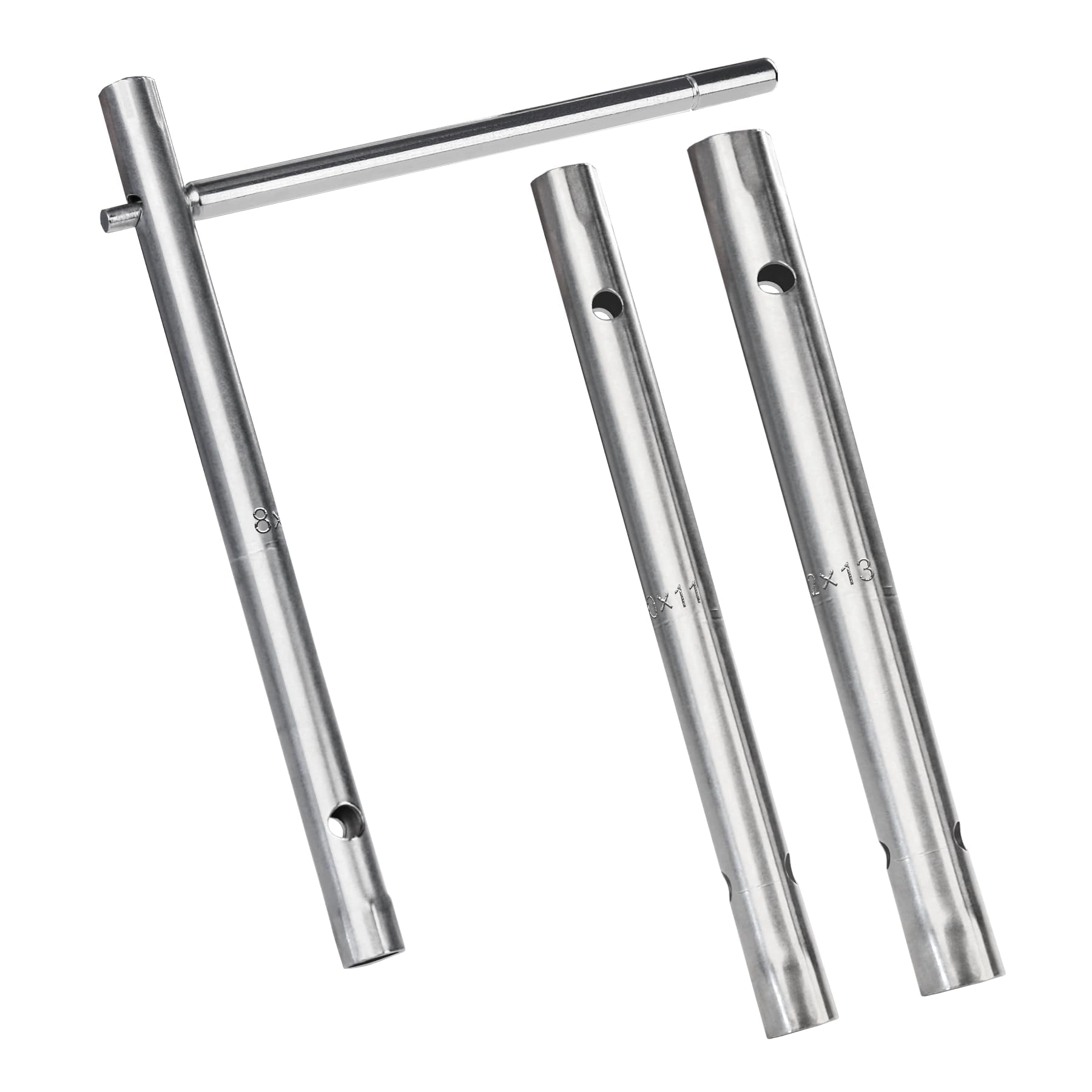 HAUTMEC 3 PCS Tubular Box Spanner Wrench Set With Tommy Bar, Dual-Ended Socket Wrench, Plumber Repair Metric Plumbers Wrench for Water Nut Tap Installation - 8/9mm, 10/11mm, 12/13mm