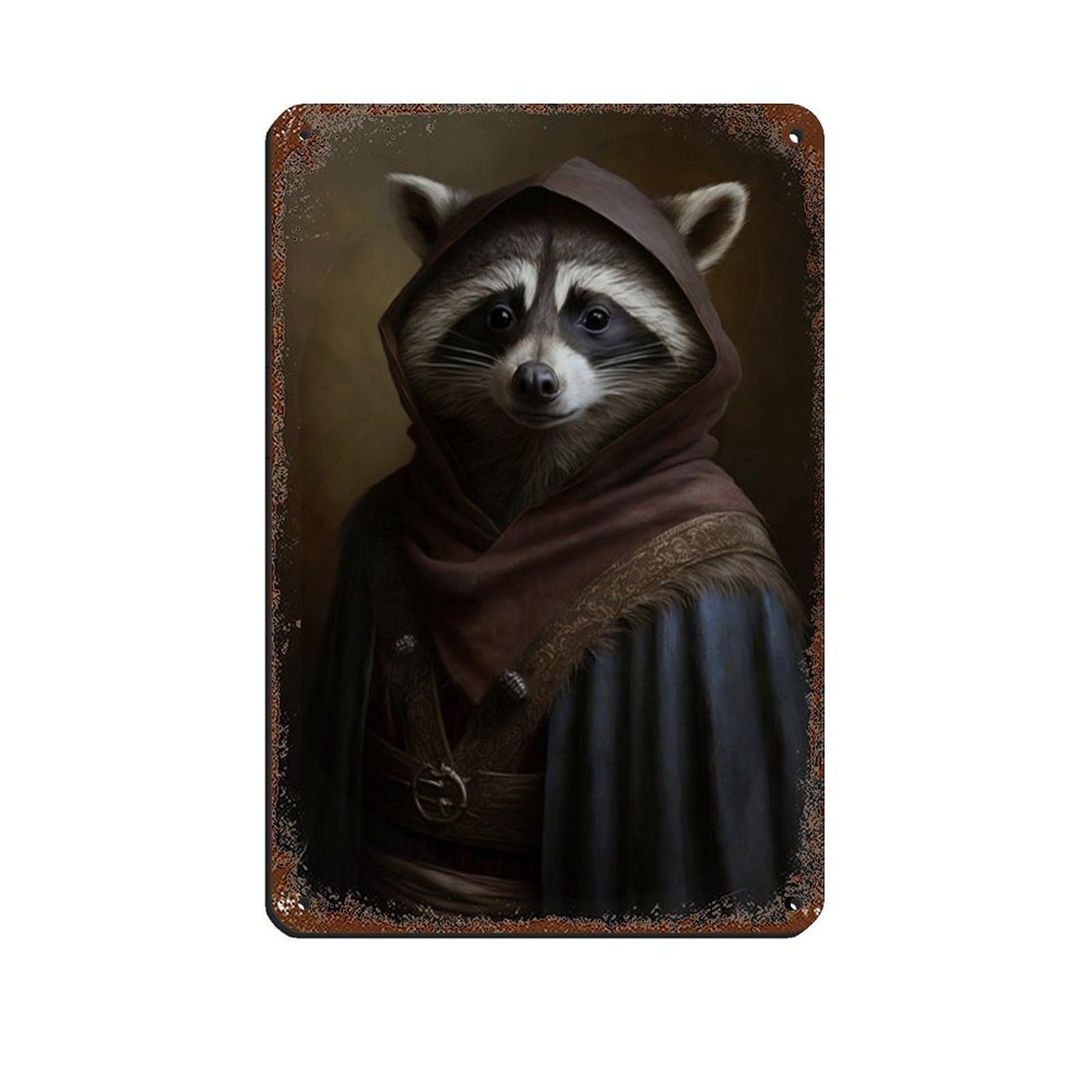 Gothic Raccoon Vintage Poster Tin Sign Vintage Metal Pub Club Cafe Bar Home Wall Art Decoration Poster Retro 8x12inch(20x30cm)