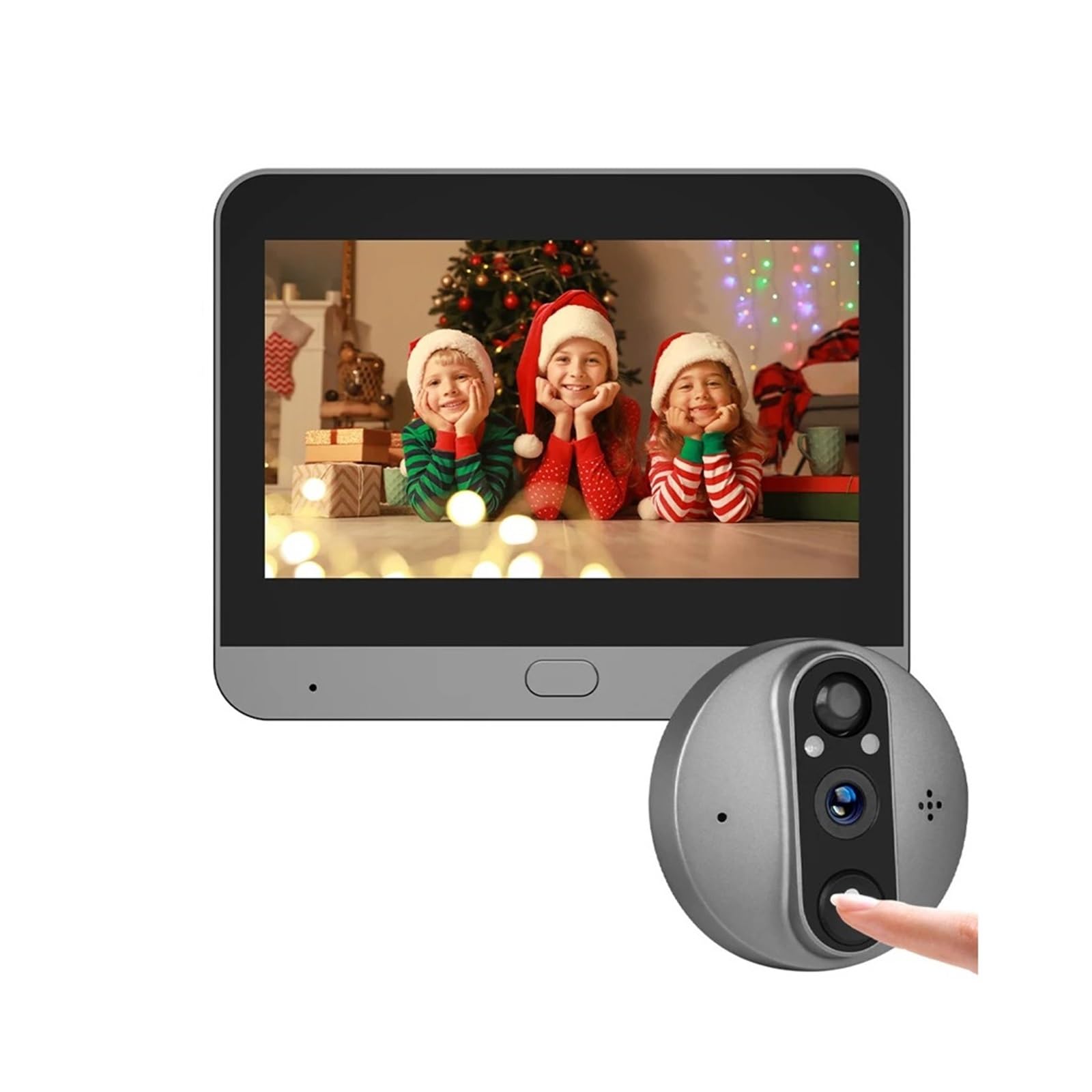 Hvsyvvsrl One Color Smart 3Mp Wifi Battery Powered Magic Cat Eye Peephole Doorbell Pir Fhd Digital Door Viewer Camera App With 128G Tf Card Two Way Audio