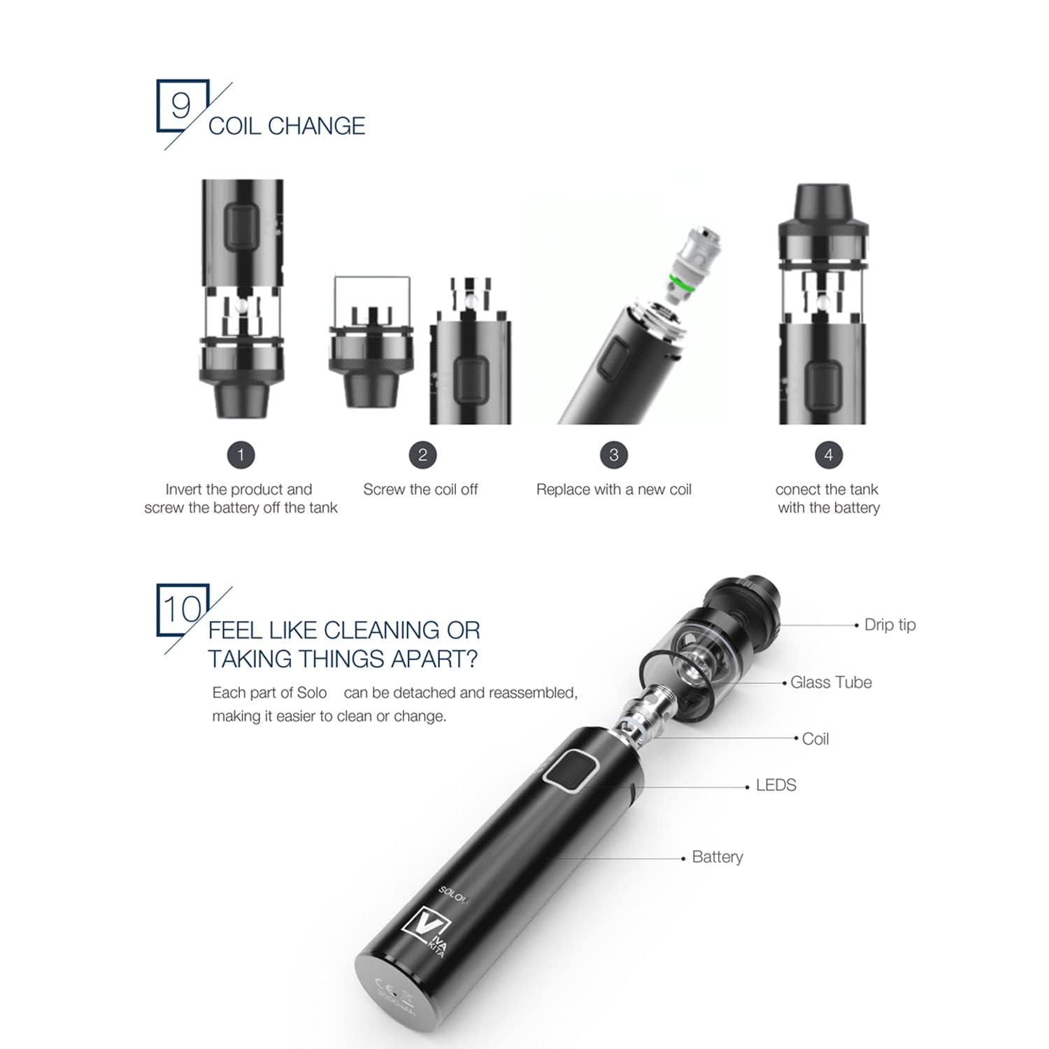 Bobine PT1 remplaable 5 pices pour Vaptio SOLO 2 Cigarette lectronique  KIT Resistencia 0,25ohm sans e liquide sans nicotine (PT1 Coil,129A) :  Amazon.fr: High-Tech