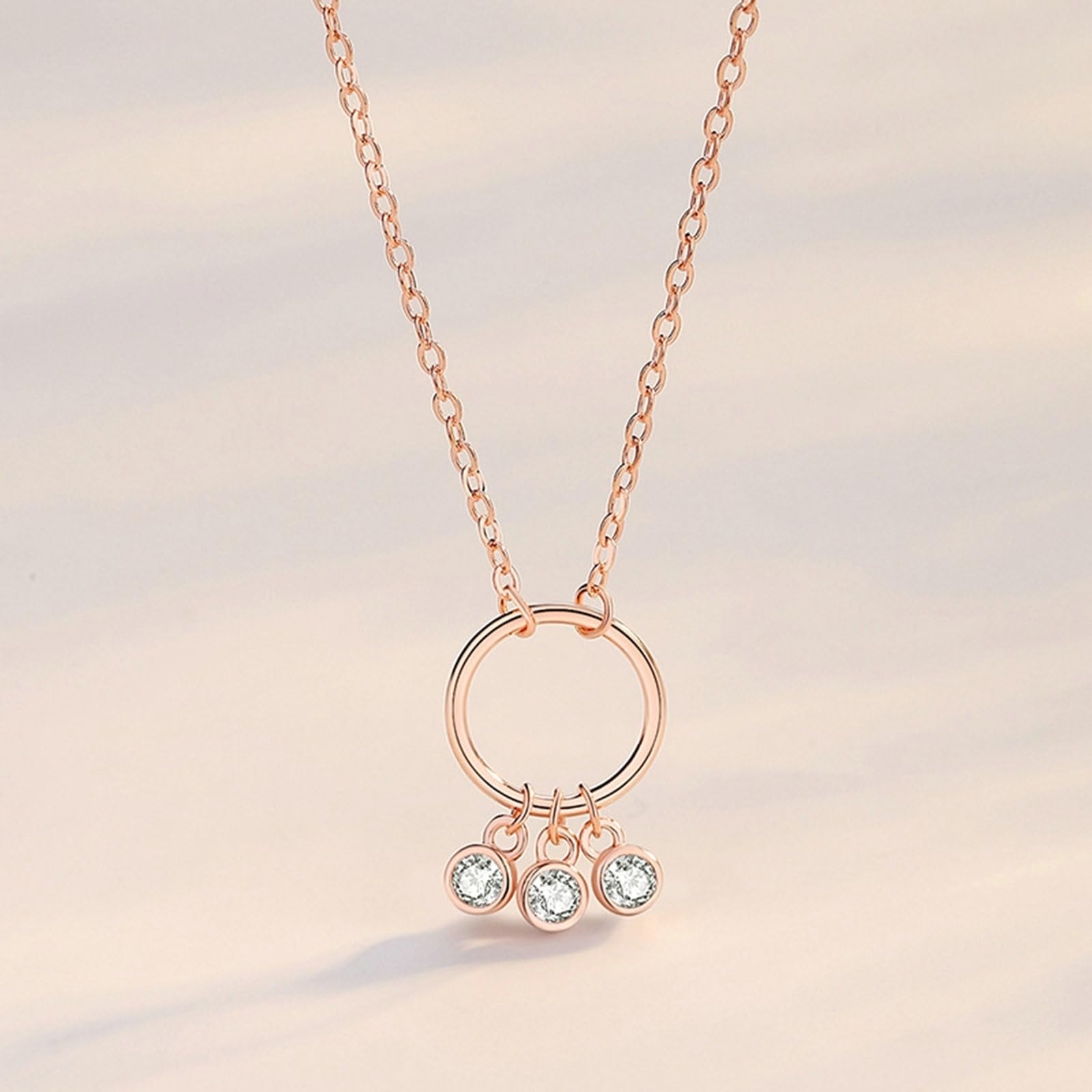 Collar de oro para mujer, collar de moissanita con tres biseles para mujer, moissanita