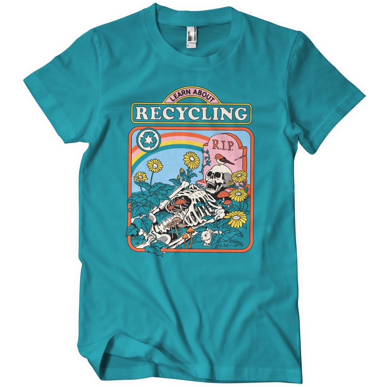 Steven Rhodes Men's Tropicalblue Officially Licensed Learn About Recycling T-Shirt (Tropicalblue), Medium