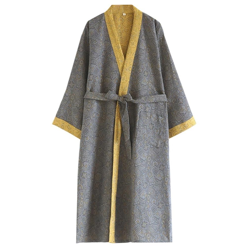 Ppmter Japanese Kimono Robe for Men Japanese Bathrobe Yukata Spa Pajamas Sleepwear Nightgown Khan Steamed Clothing Pajamas