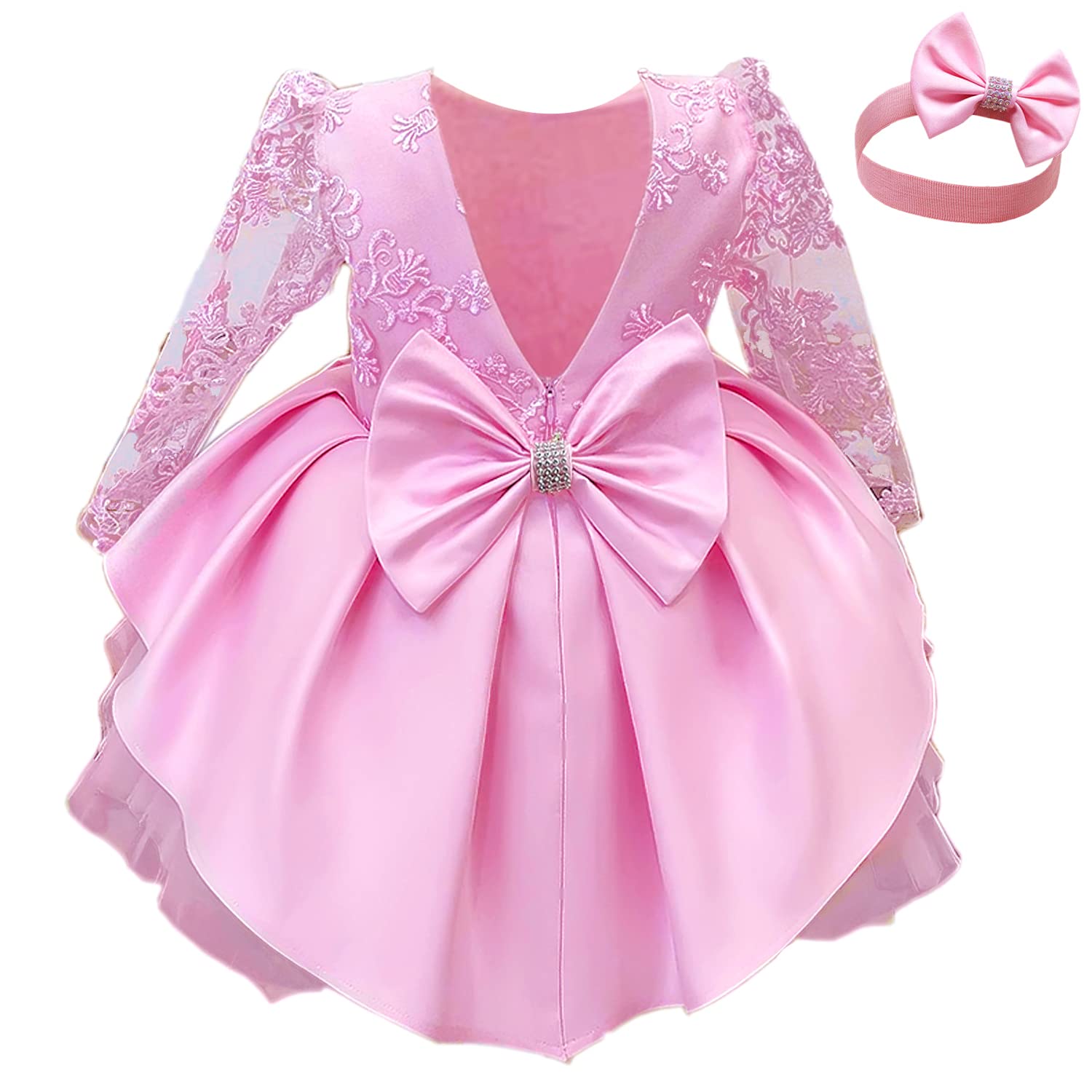 NNJXD Bebé Niña Vestido Tutu Vestidos Floral Navidad Vestido Pompa Escotado por Detrás Vestido de Boda