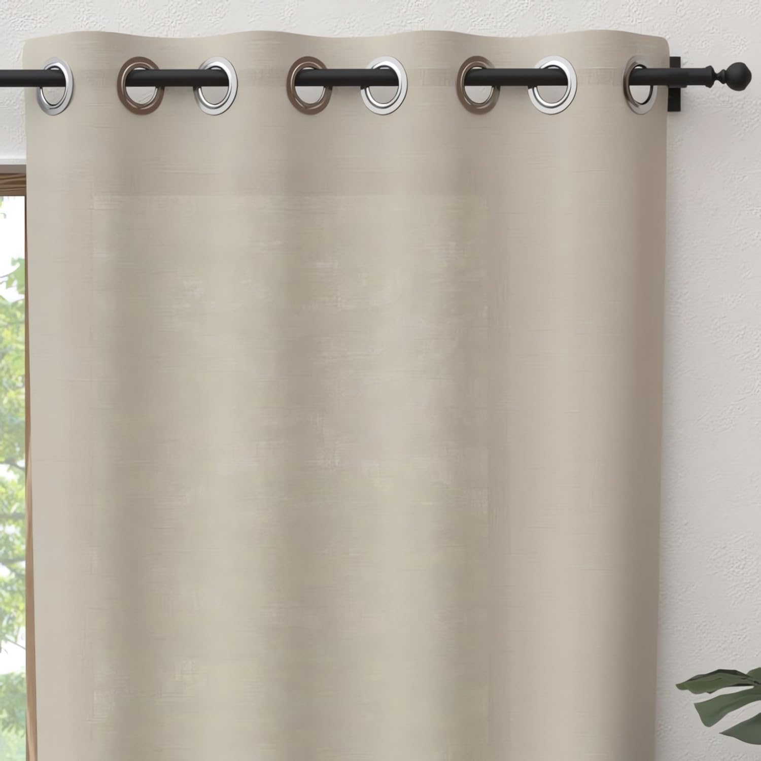 Soleil d'ocre, Panama Curtain with Eyelets 135 x 250 cm Pure Cotton Linen
