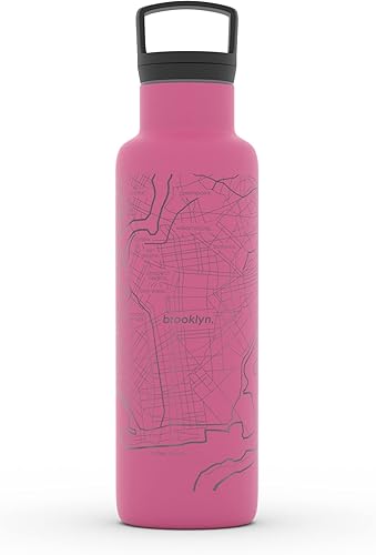 Miniatura 152 de Well Told Botella de agua aislada con mapa de Washington DC grabado, botella de acero inoxidable grabada (21 onzas, blanco) botella aislada de mapa