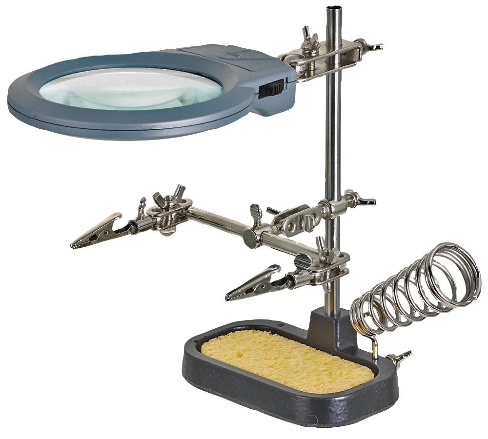 Duratool D03171 LED Magnifying Lamp with Third Hand Tool, White