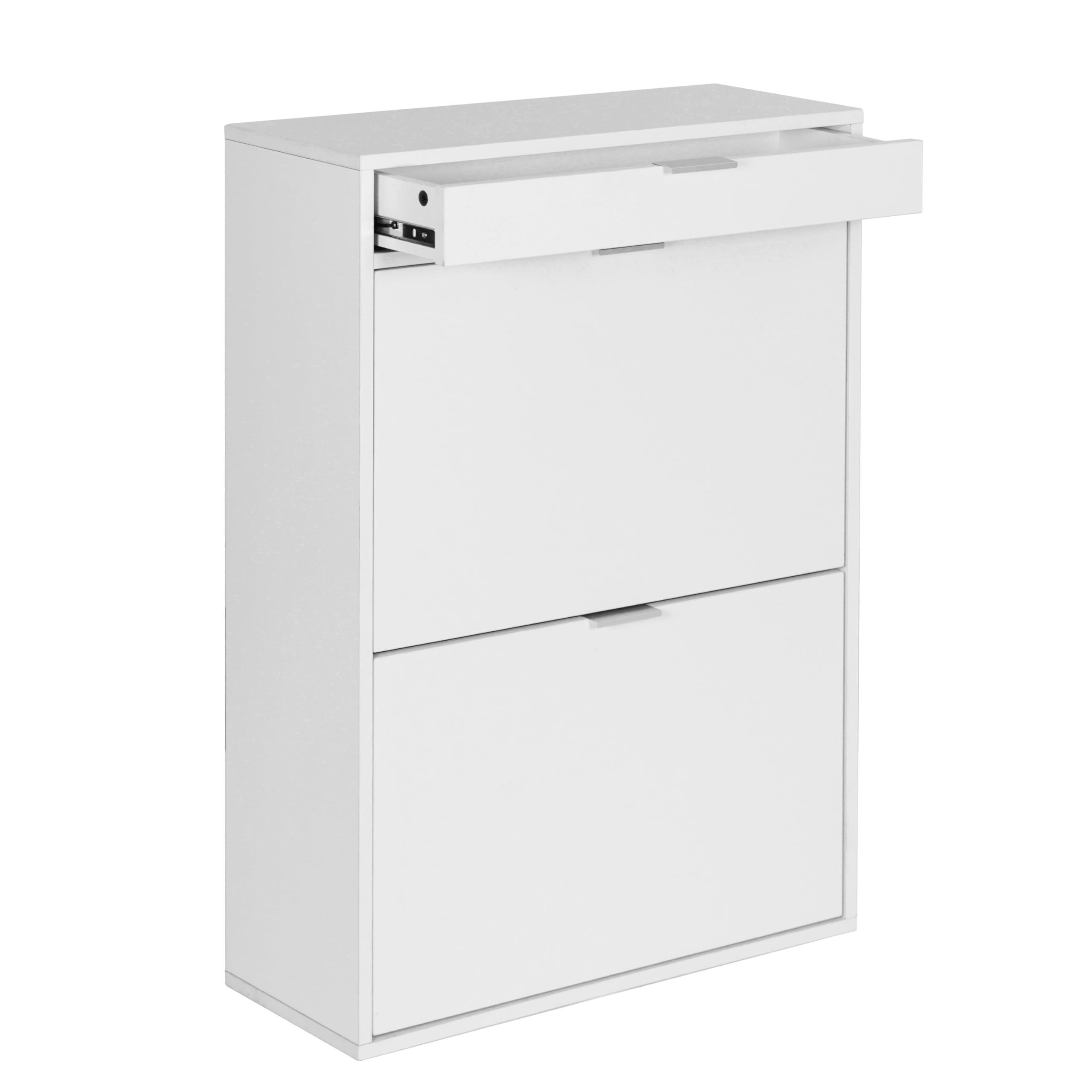 Mülleimerschrank Mülltrennsystem 4fach, Müllschrank Organizer für Küche, Abfalleimer Küche mit 4×10L, Mülleimer ausziehbar unter Spüle Alternative mit Schublade Weiß