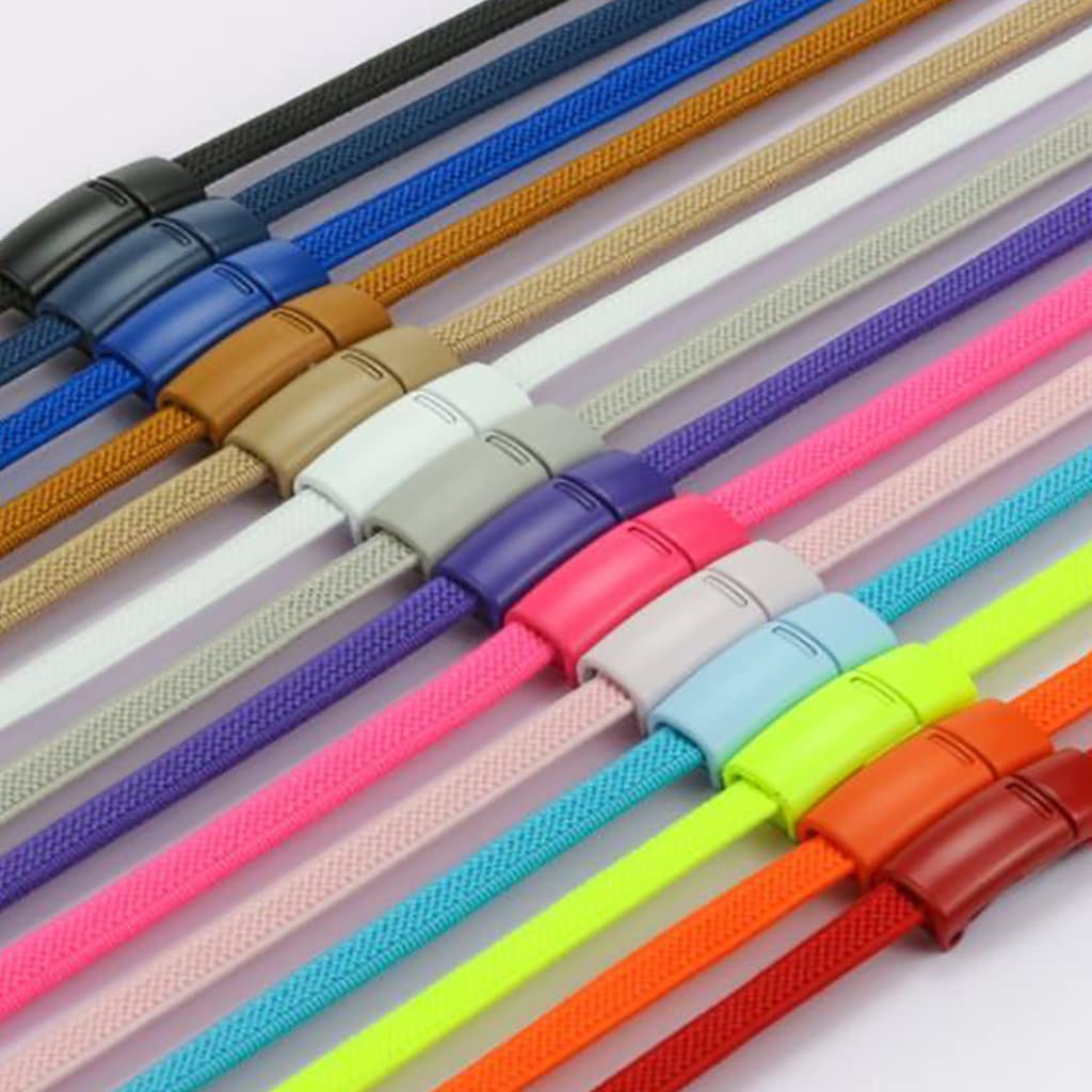 Lacci per scarpe da ginnastica 2 paia di lacci elastici for scarpe con fibbie in metallo, lacci elastici senza nodo, lacci elastici piatti for scarpe da ginnastica, scarpe casual, piatti universali