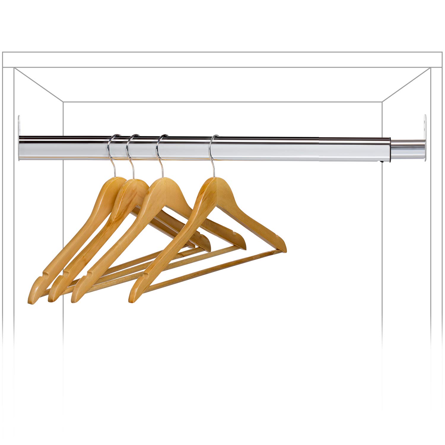 Buy Tatkraft Butler Extendable Wardrobe Rail, Chrome Plated Steel, 100kg or 50 Hangers Load