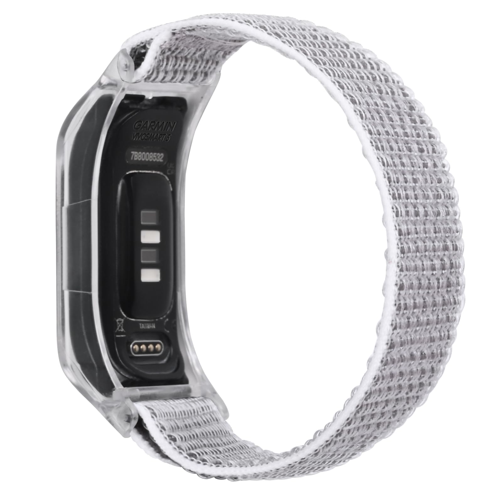 C2D JOY Sport Mesh Nylon Straps Compatible with Garmin Vivosmart 5 tracker Replacement Bands with Transparent Case-Seashell