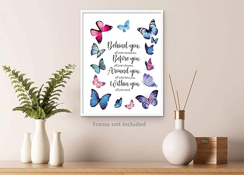 Miniatura 5 de Póster de pared con citas inspiradoras de mariposas, póster de Behind You All Your Memories, regalos de graduación de Gtizry para hija, regalos