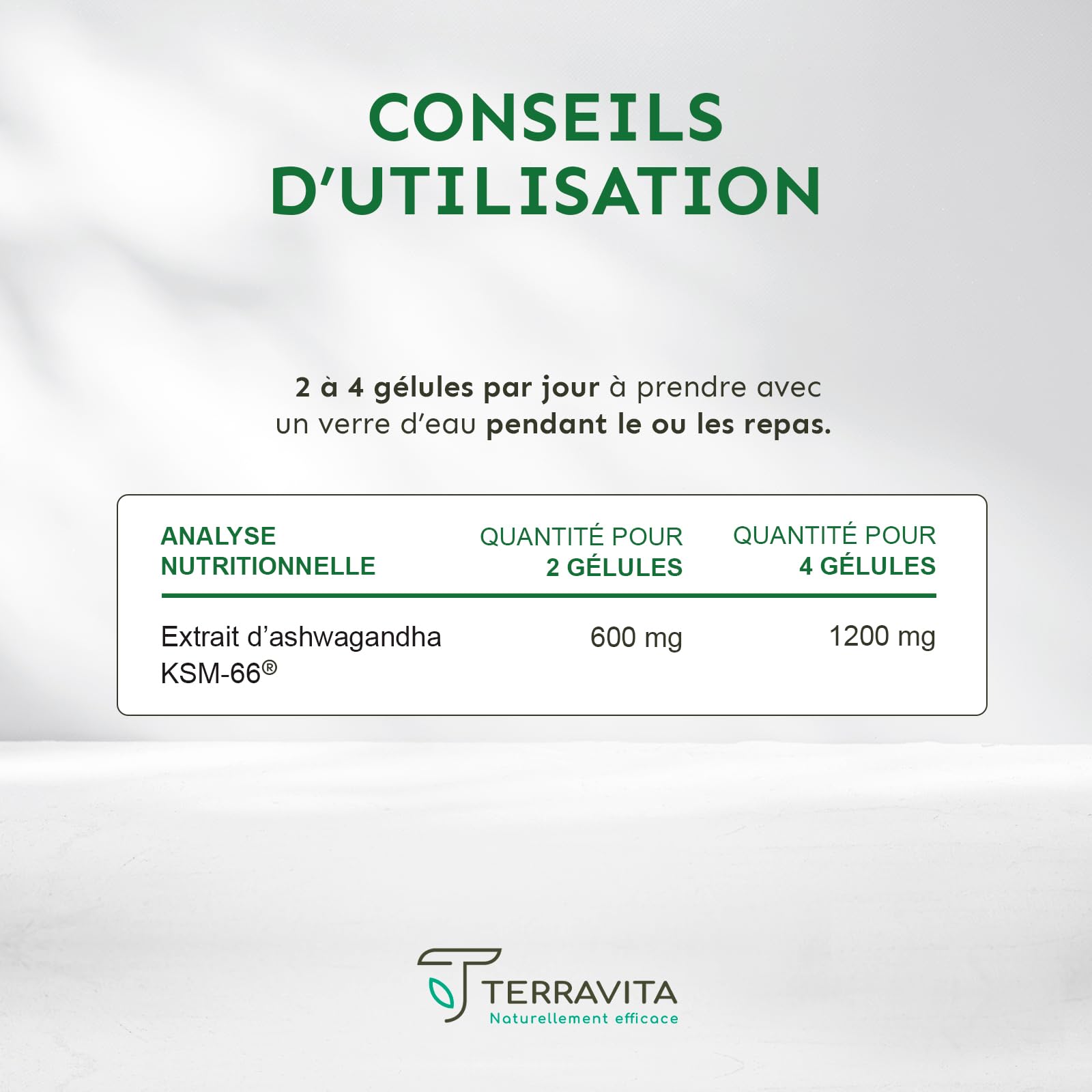 Ashwagandha Bio KSM-66® | Dosage Extra Fort 1200 mg | 120 Gélules Vegan | 5% de Withanolides | Sommeil, Vitalité, Stress & Mémoire | Sans Excipients Controversés | Made in France | Terravita