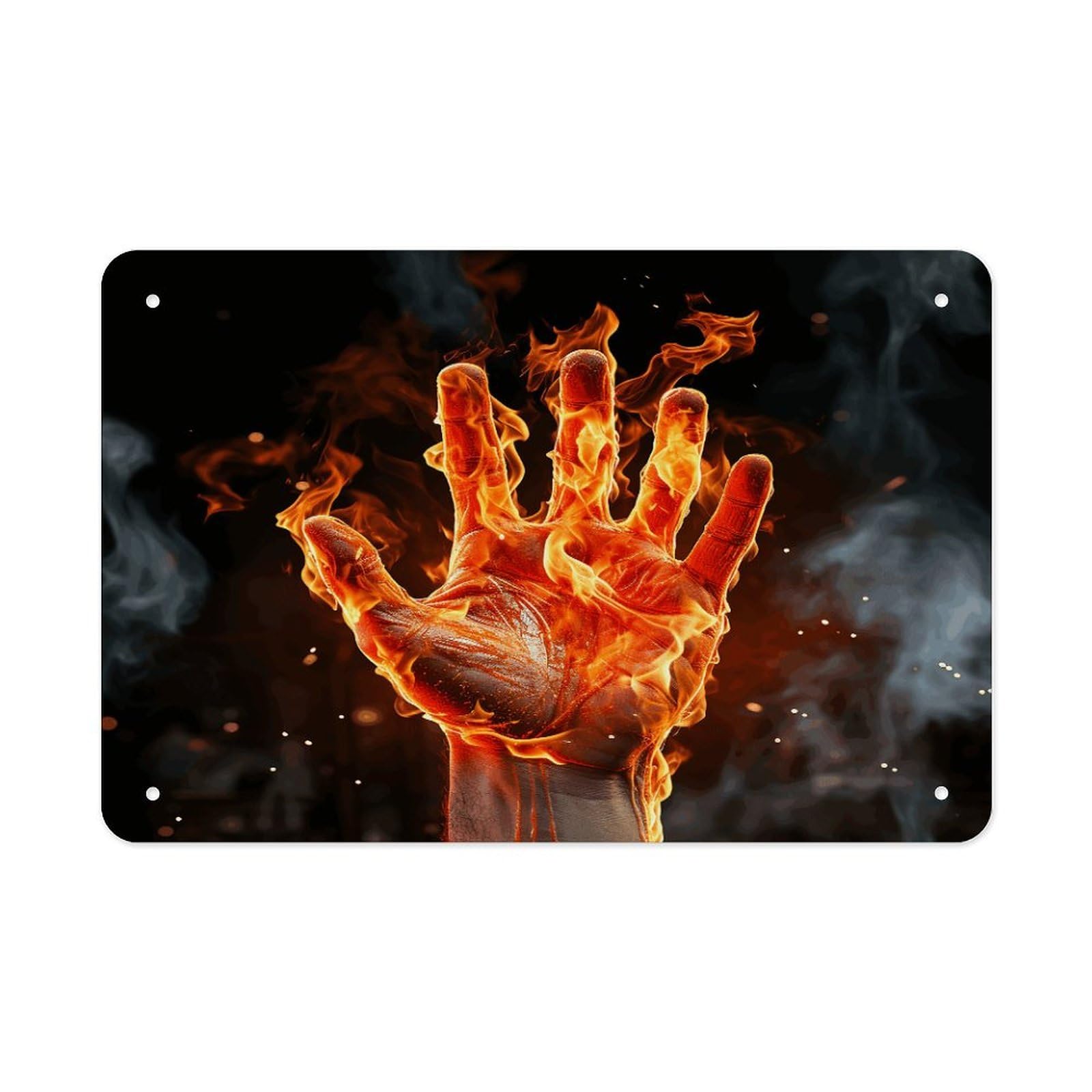 Fodpand Style Fire Flame Hand Wall Art Metal Signs Tin Sign