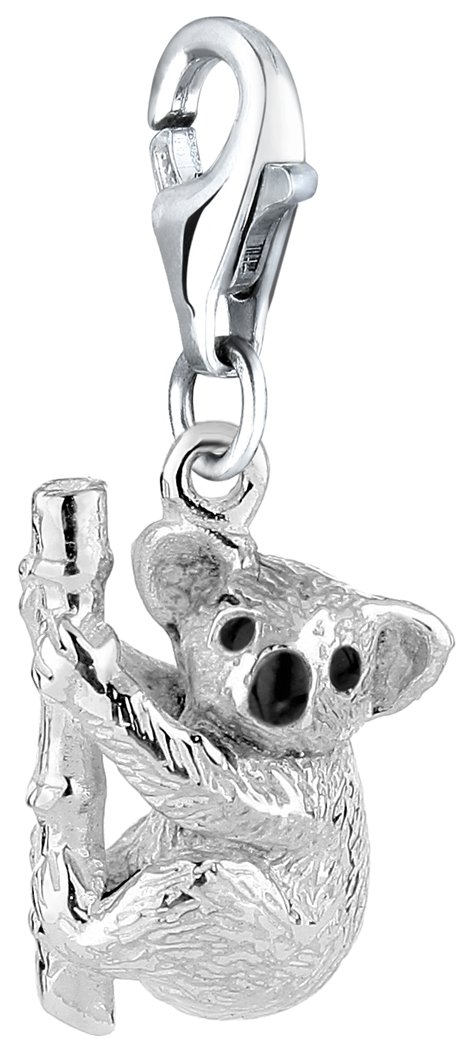 Nenalina Koalabär Karabiner Charm Anhänger Bettelarmband 925 Silber | Damen-Charm-Anhänger für alle gängigen Charmträger Charm-Club Clasp-Charms 925er Sterling-Silber