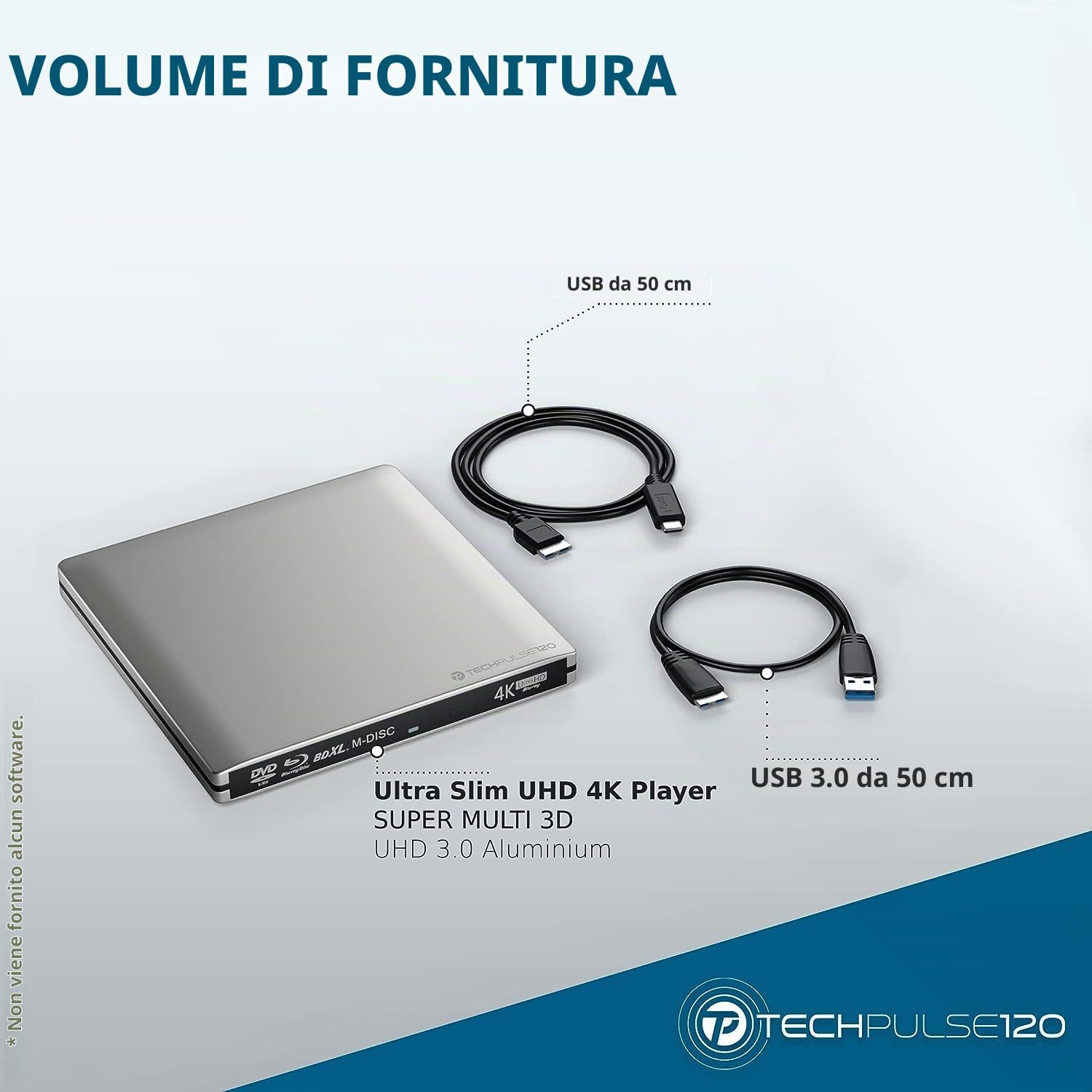 techPulse120 UHD 4k 3D M-Disc BDXL lettore USB 3.0 & Type C Blu-ray Burner Superdrive esterno UltraSlim UltraHD Drive BD DVD CD Ultra per Computer Notebook Ultrabook Windows Mac OS Apple iMAC