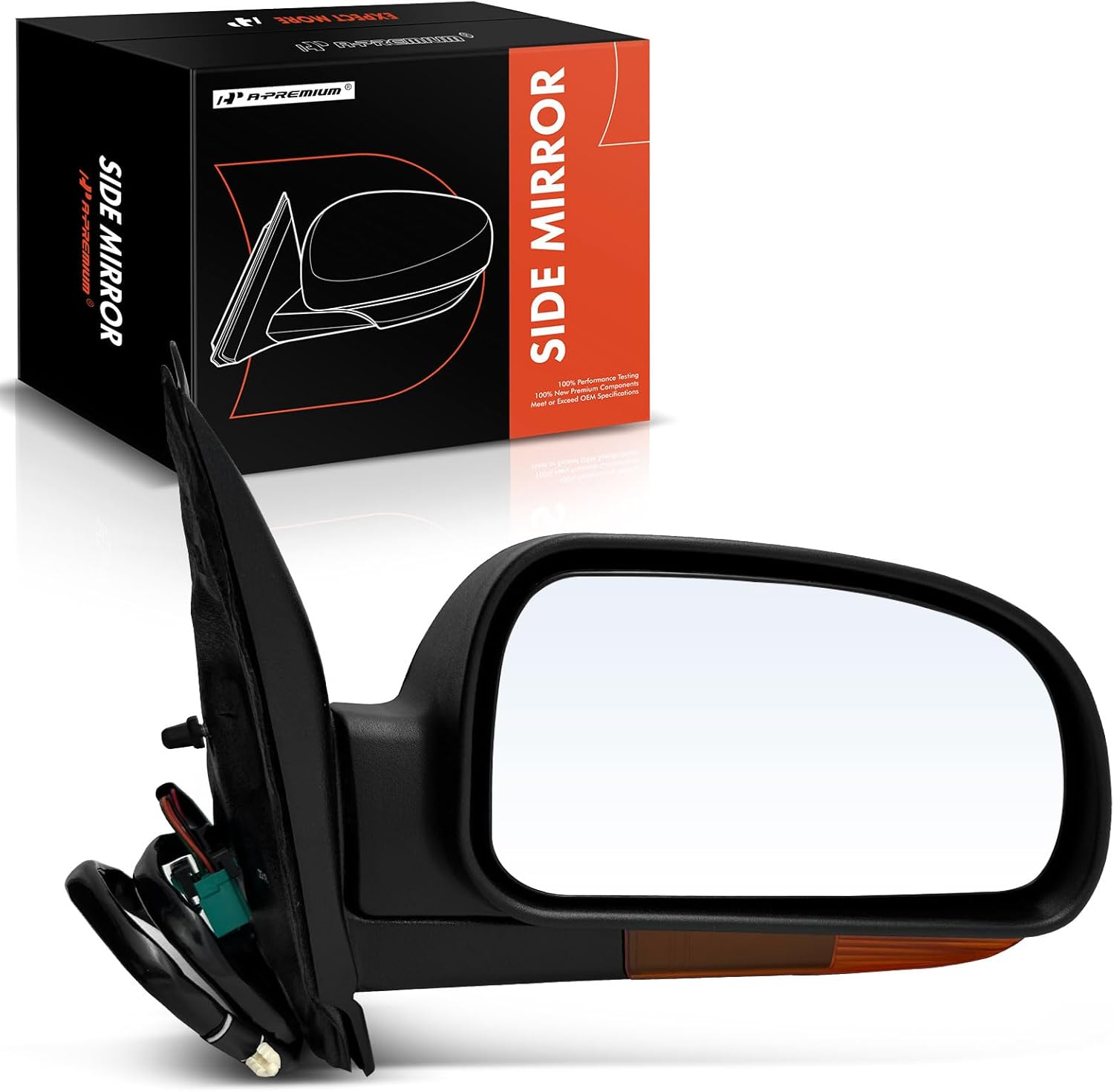 A-Premium Passenger Side Power Door Mirror - Compatible with Chevrolet Trailblazer EXT & GMC Envoy XL XUV, Jimmy & Buick Rainier - Heated Manual Folding w/Turn Signal Black Outside Rear View Mirror