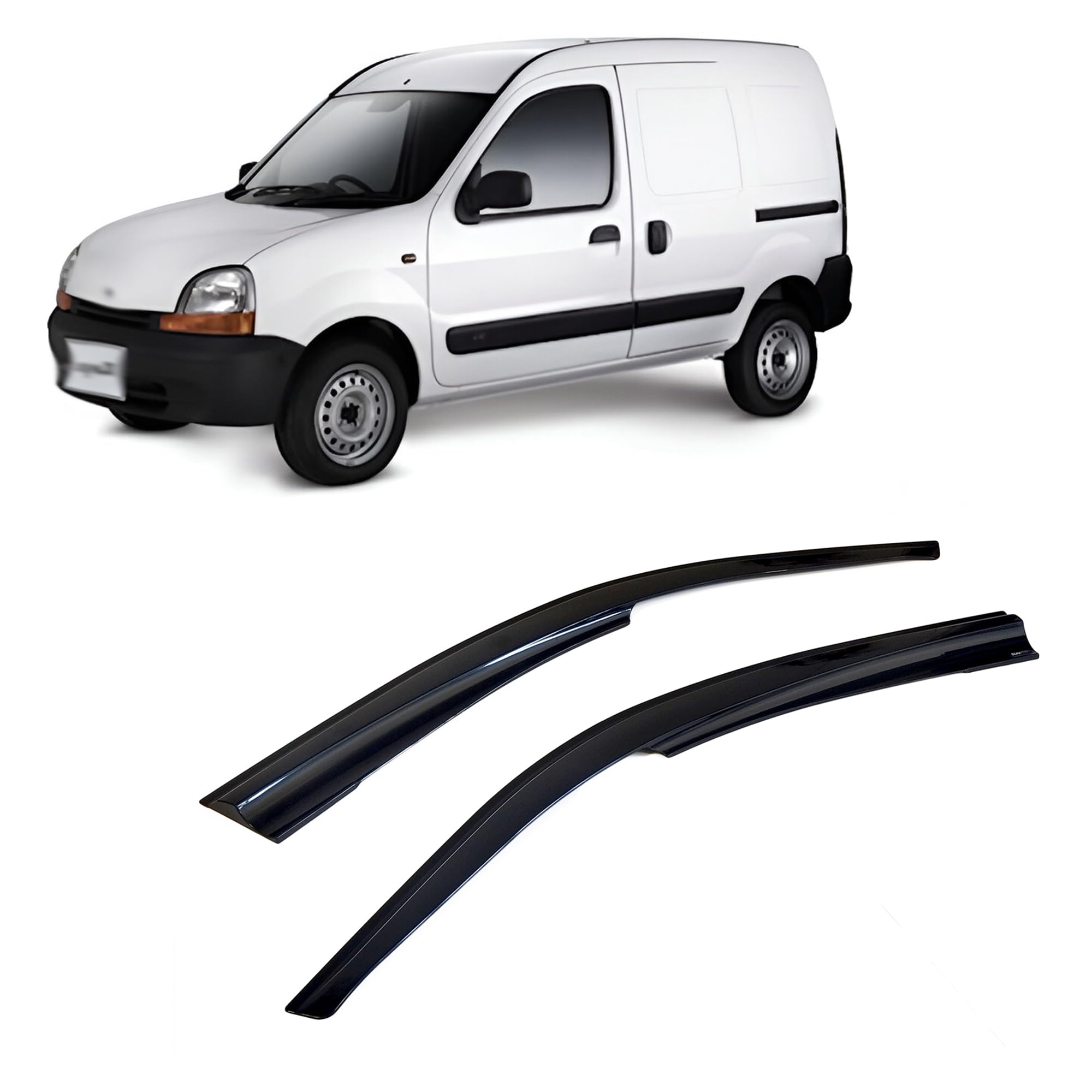 Deflettori d'aria per finestrini laterali Compatibili con Renault Kangoo I X76 1997-2008 parapioggia deflettori adesivi 2 pezzi