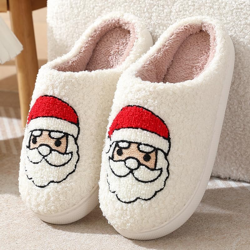 Unisex Xmas Elk Shoes Santa Reindeer Cute Strawberry Cartoon Christmas Tree Pink Bow Memory Foam Soft Plush House Slippers Indoor/Outdoor - Image 9