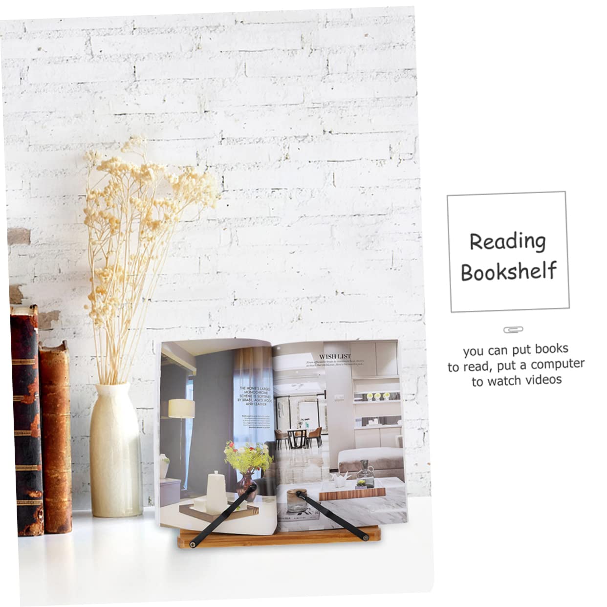 VILLCASE Leggio in Bambù Di Supporto Per Libri Portatile e Resistente Leggio Per Manoscritti e Spartiti Scaffale Da Scrivania Compatto Per Ufficio e Casa
