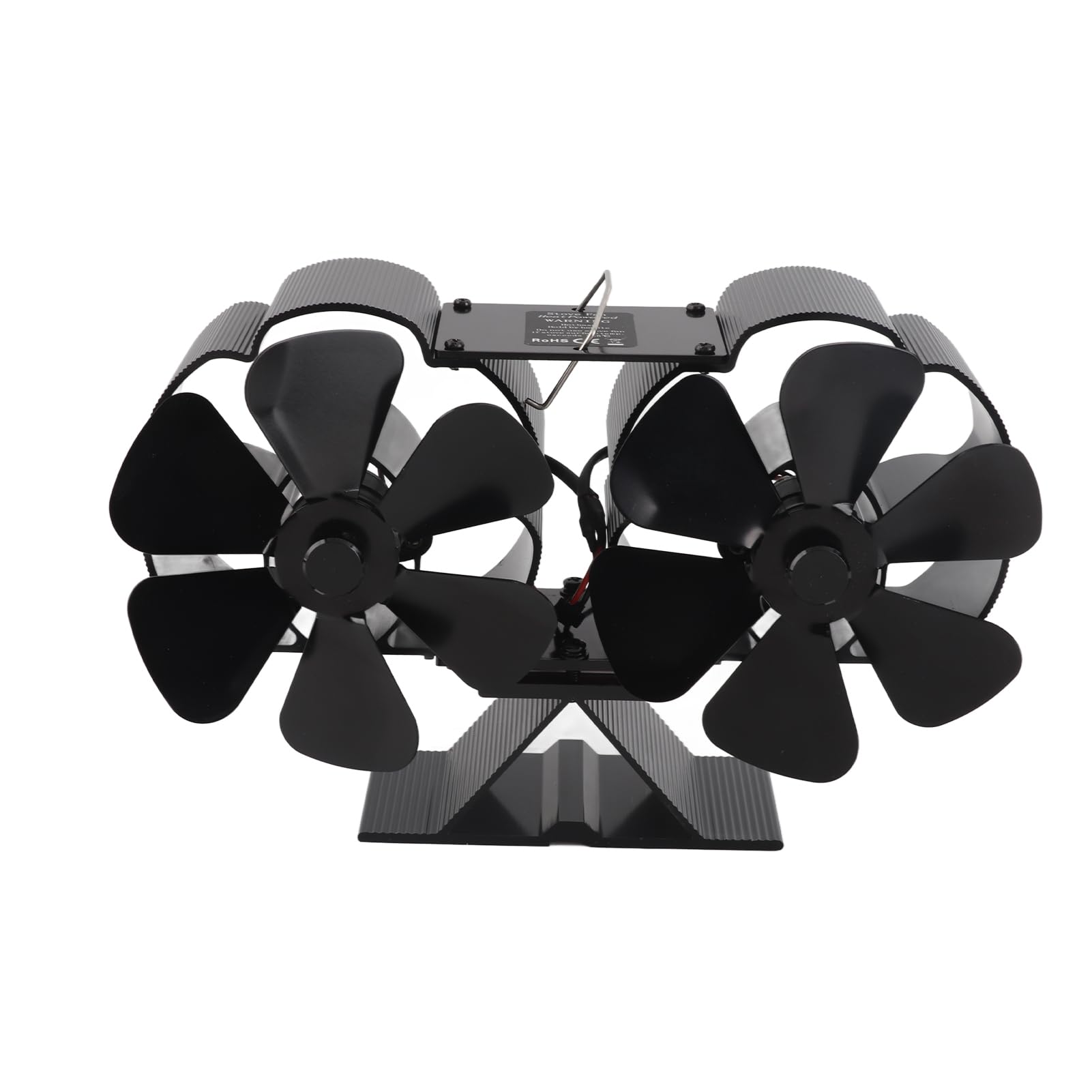 Rengue Holzofenventilator, Kaminventilator aus Aluminiumlegierung mit 6-Blatt-Doppelkopf-Design, 180 Bis 220 CFM 1400 U/min 25 DB, Wärmebetrieben für Benutzer von Holzöfen und Kaminen (Kein