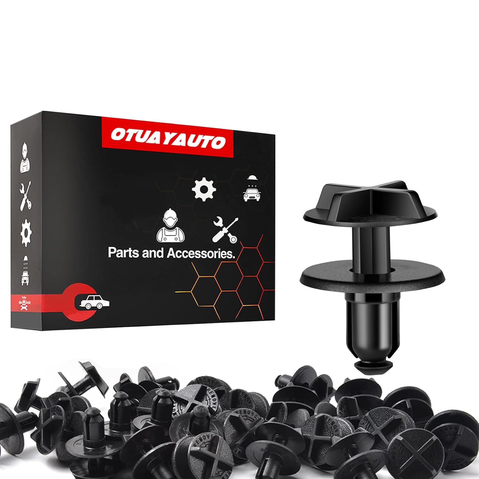 OTUAYAUTO 30PCS Fender Liner Rivet Radiator Sight Shield Push-Type Clips