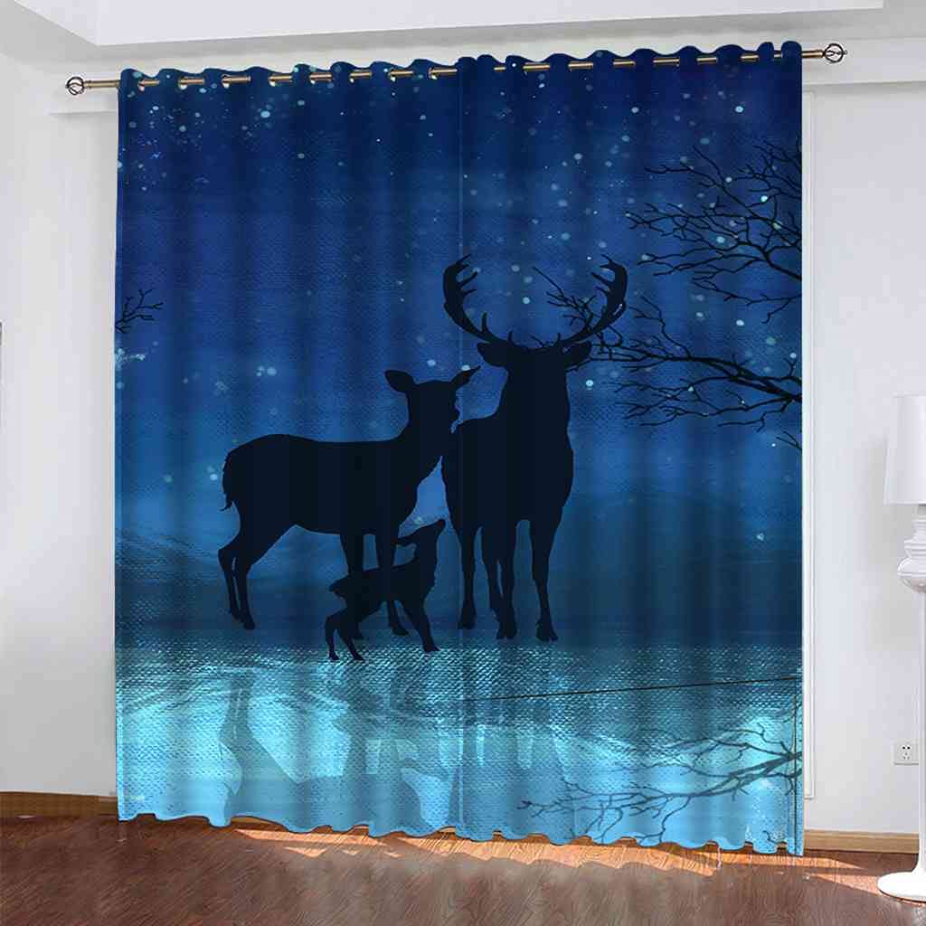 Rideau Occultant 100% Polyester à Oeillets Wapiti 3D