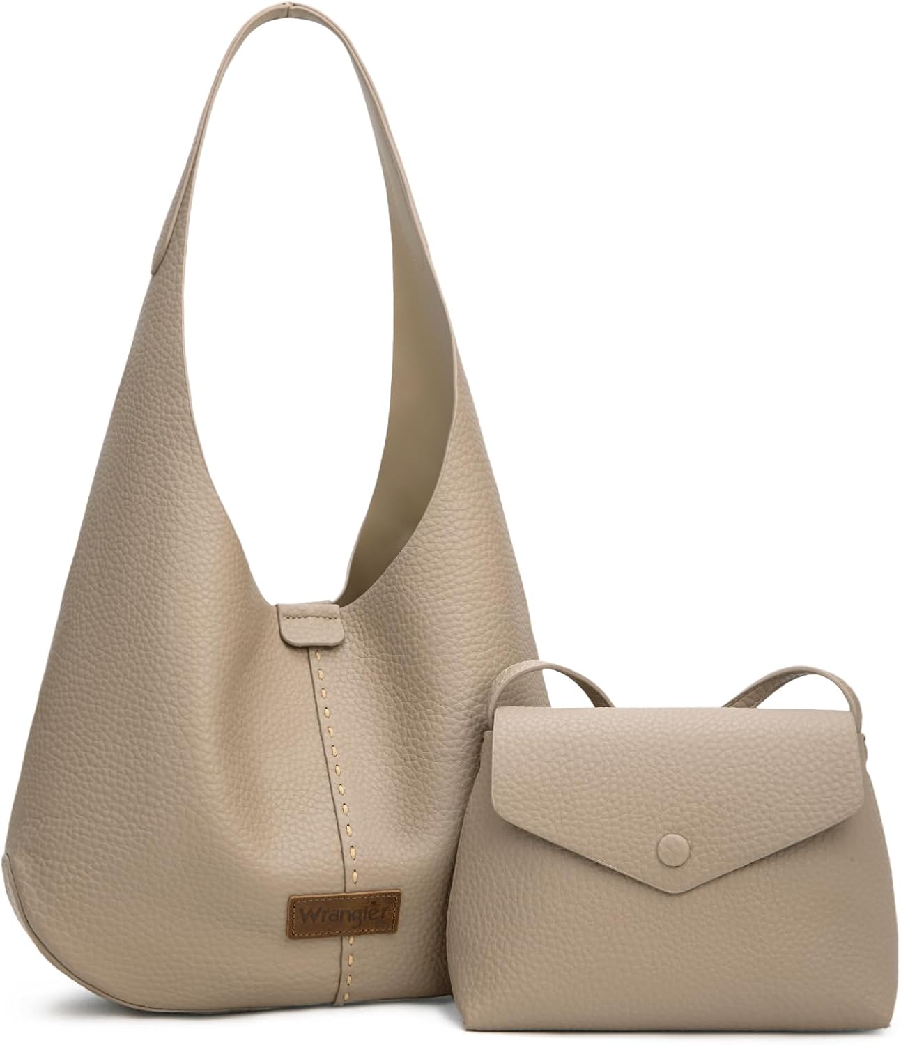 Wrangler Hobo Bag Purse for Women 2PCS Set, Slouchy Shoulder Handbags with Small Crossbody Bag