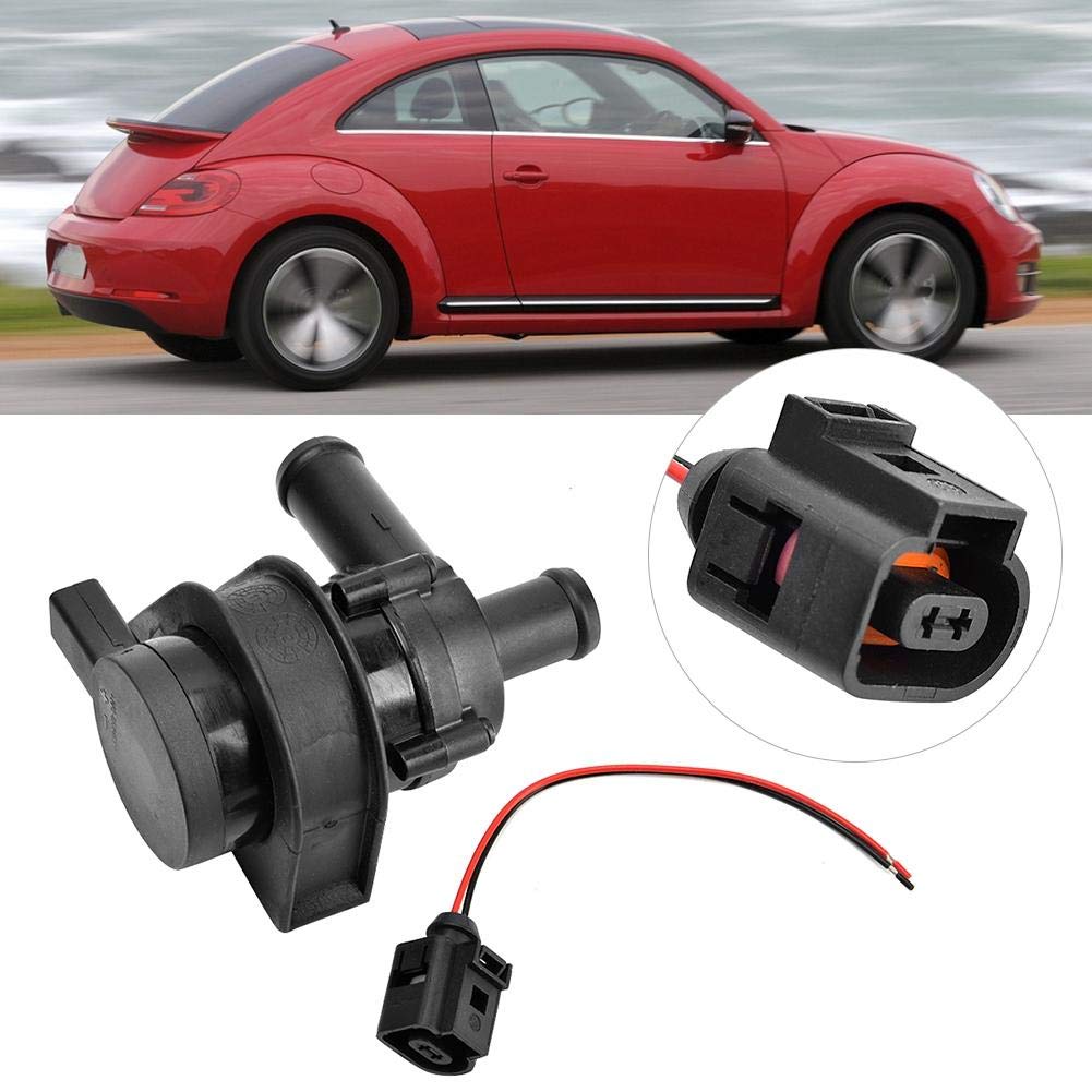 Akozon Bomba de agua eléctrica 1K0965561J abdominales Negro Bomba de agua secundaria auxiliar con boquilla de conexión Apto para BEETLE y otros vehículos de repuesto del mercado de accesorios