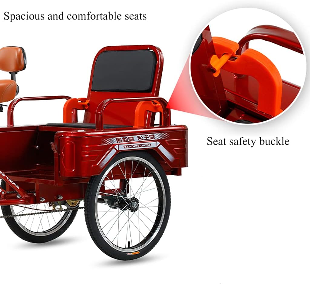 Three Wheel Bike Adjustable Backrest Seat Adult Tricycle Cargo Basket Trike Bike Bicycle for Recreation Shopping Men's Women's Bike Picnic Cycling Pedalling