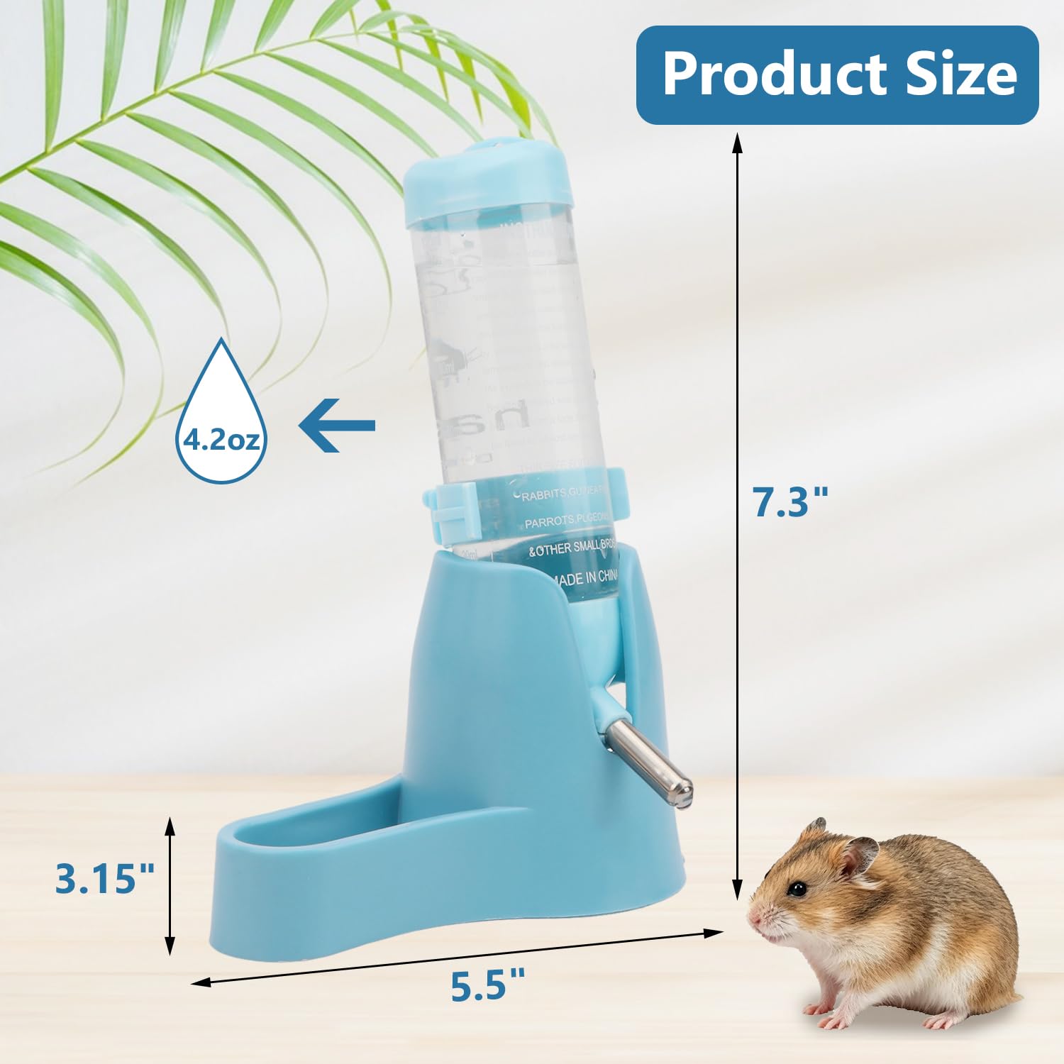 Litewoo 125 ml 3-in-1 Hamster-Wasserflasche, Futterbehälter, Basis für Trinken, Fütterung, Ratte, Meerschweinchen, Frettchen, Kaninchen, kleine Tiere, zum Aufhängen von Wasserflaschen, Blau