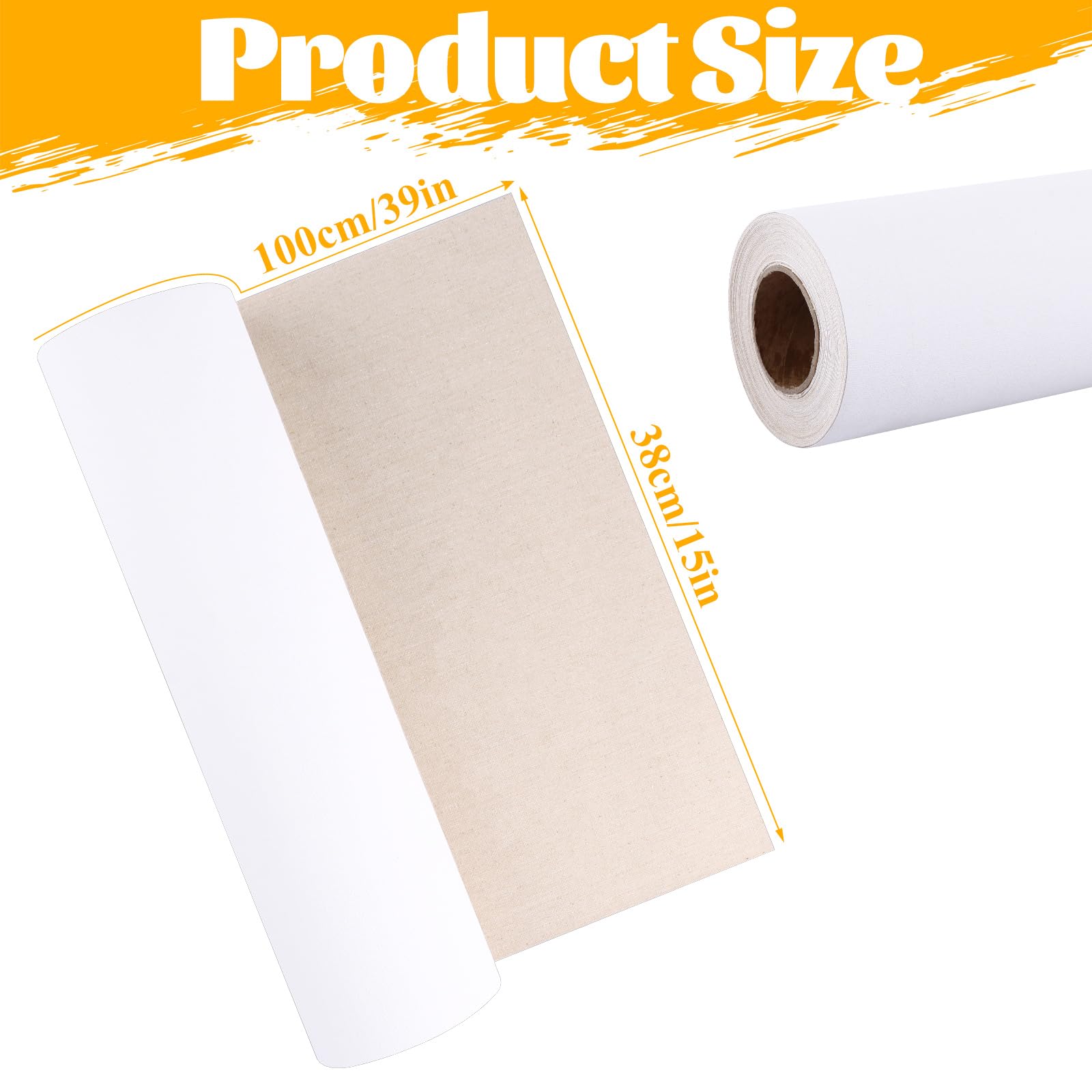 Rotolo di tela di lino, 38 cm x 10 m, rotolo di tessuto per pittura a grana fine, tela artistica con texture naturale, per pittura ad olio e acrilico