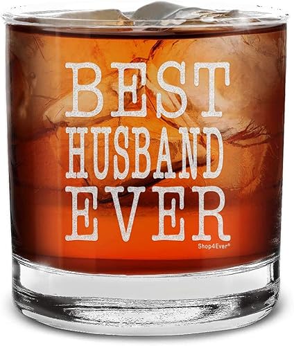 shop4ever Best Husband Ever - Vaso de whisky grabado para regalo de cumpleaños para él, 11 onzas