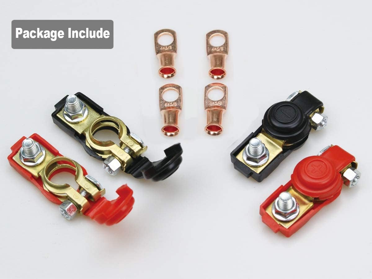 TKDMR 2Pairs Car Battery Cable Terminal Clamps-Connectors - Battery Terminal with Plastice Cover,Good Contact,Corrosion Resistance,Applicated in Car,Van. : Automotive