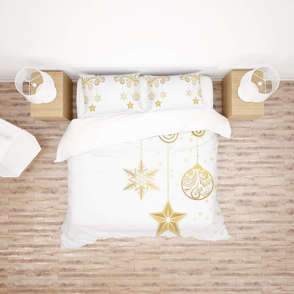 Parure de lit King motif Noël en polyester ultra doux, ensemble 3 pièces finitions haut de gamme