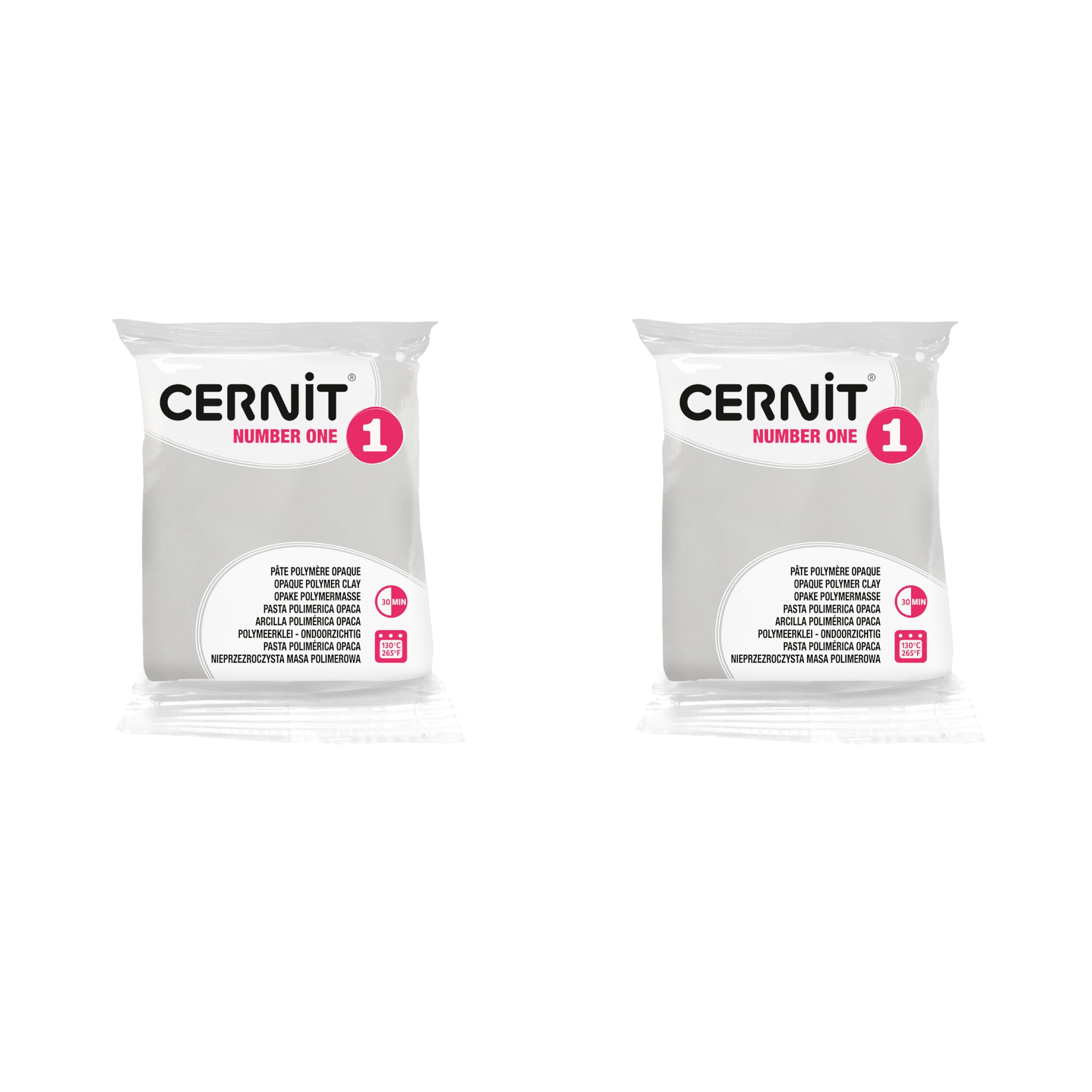 CERNIT CE9056027AMZC - A Pack of 2 Number ONE Range Polymer Clay Doughs - Opaque White Modelling Clay - 2 x 56 g Blocks - Manufactured in Belgium - DIY