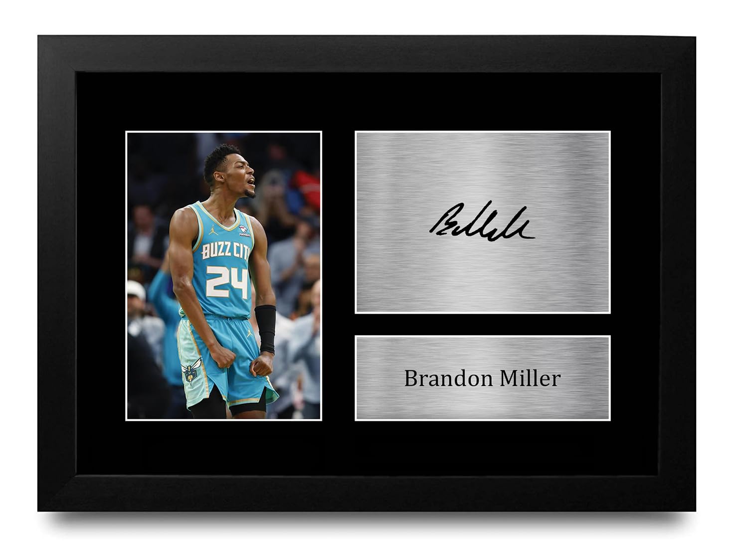 HWC Trading FR A4 Brandon Miller Charlotte Hornets Basketball Gifts Printed Signed Autograph Picture for Basketball Memorabilia Fans - A4 Framed