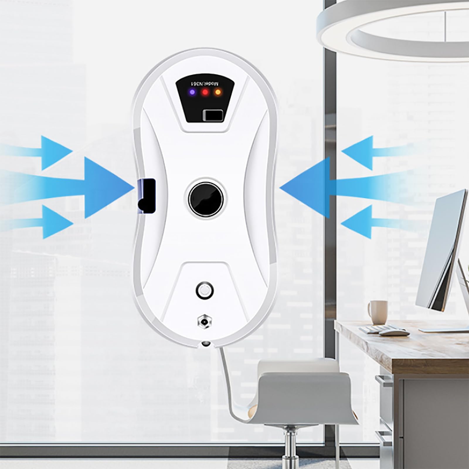 ERICAT Lavavetri Automatico, Robot Lavavetri con Telecomando E 10 Panni in Microfibra, Potente Aspirazione 5600 PA E Grande Serbatoio dell'Acqua da 30 Ml, Profilo Sottile da 93 Mm, per Windows