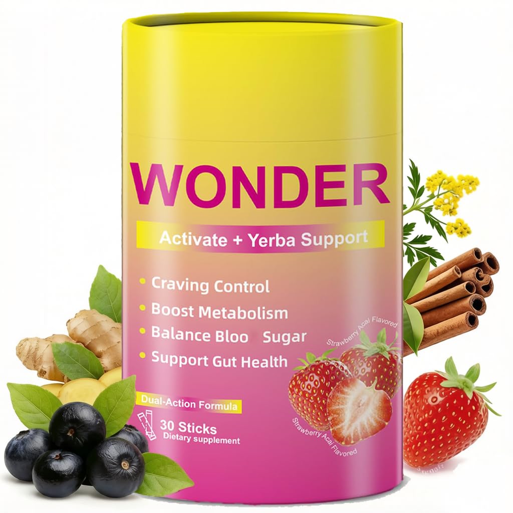 Cutting Drink Mix with Berberine and Yerba Mate, Magnesium,5-HTP Support,Gut Health with Chromium-Strawberry Açaí Flavored -30 Servings