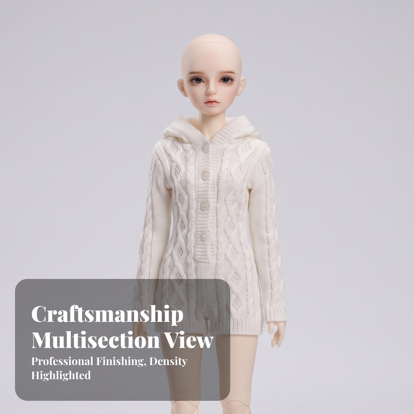 Amagogo feingestrickt Strickkleid mit Stulpen | Handgestrickt, BJD Puppenkleidung, für Puppenvitrine, Weiß, Yf6-2020a Set