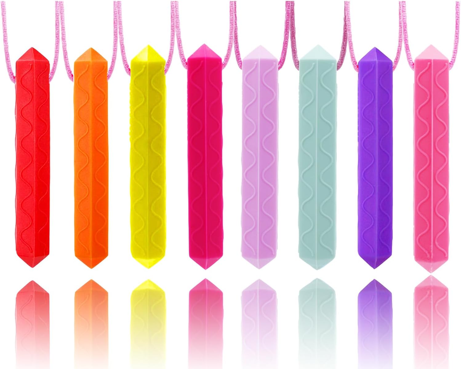 Chew Necklaces for Sensory Kids 8 Pcs Diamond Shape Sensory Chewy Toys for Autism Girls, ADHD Toddler, Adult